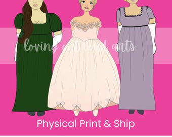 Regency Ladies Paper Dolls Set 1  **** PHYSICAL PRINT SHIPPED ****