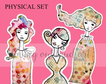 Mixed Media Paper Doll Set #5: Art Journal Collage Fodder (Physical Print)
