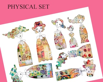 Mixed Media Paper Doll Stickers: Collage Art Set #2