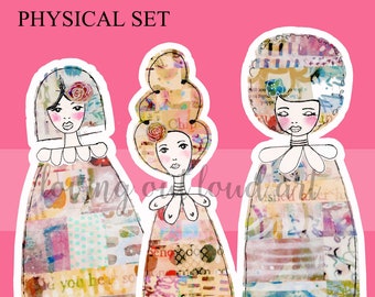 Mixed Media Paper Doll Set #6: Collage Art Journal Fodder (Physical Print)