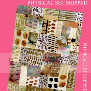 May include: Collage sheet with a neutral color palette. The sheet is made up of various textures and patterns, including dots, lines, and swirls. The sheet is 8.5 inches by 11 inches.