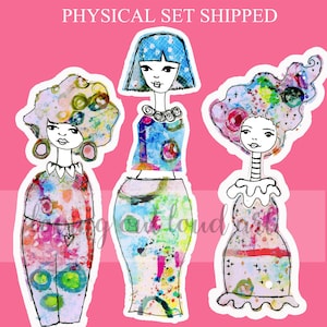 Collage Sheet Art Dolls Mixed Media Paper Dolls Set #11  Art Journal Fodder Collage Fodder Girls Junk Journal PHYSICAL PRINT