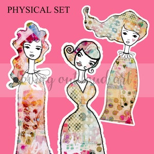 Collage Sheet Art Dolls Mixed Media Paper Dolls Set #5 Art Journal Fodder Collage Fodder Girls Junk Journal PHYSICAL PRINT