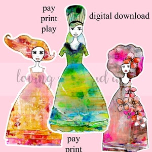 Paper Dolls Collage Sheet Art Dolls Set #15 Mixed Media Paper Dolls Art Journal Fodder Collage Fodder Girls Junk Journal Victorian Dolls