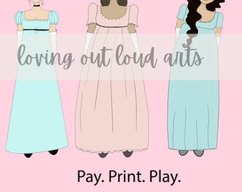 Regency Lady Paper Dolls Art Journaling  (Digital Download) Set 1