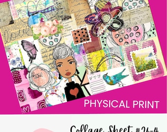 Mixed Media Collage Tear Sheet Collage Fodder #26_4  Art Journaling Paper ***PHYSICAL PRINTED COPY***