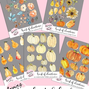 Herbst Clipart Art Journal Ernte Digital bedruckbare BUNDLE Devotional Planner Scrapbook Elemente Collage Futter Aquarell Pflanzen Obst