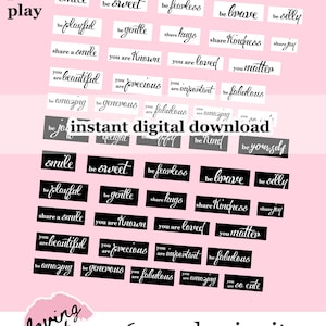 Digital Printable Print & Cut Word Art 56 Frammenti di parole ispiratori e incoraggianti