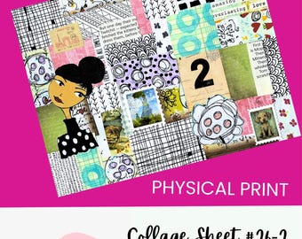 Mixed Media Collage Tear Sheet Collage Fodder #26_2.  Art Journaling Paper ***PHYSICAL PRINTED COPY***