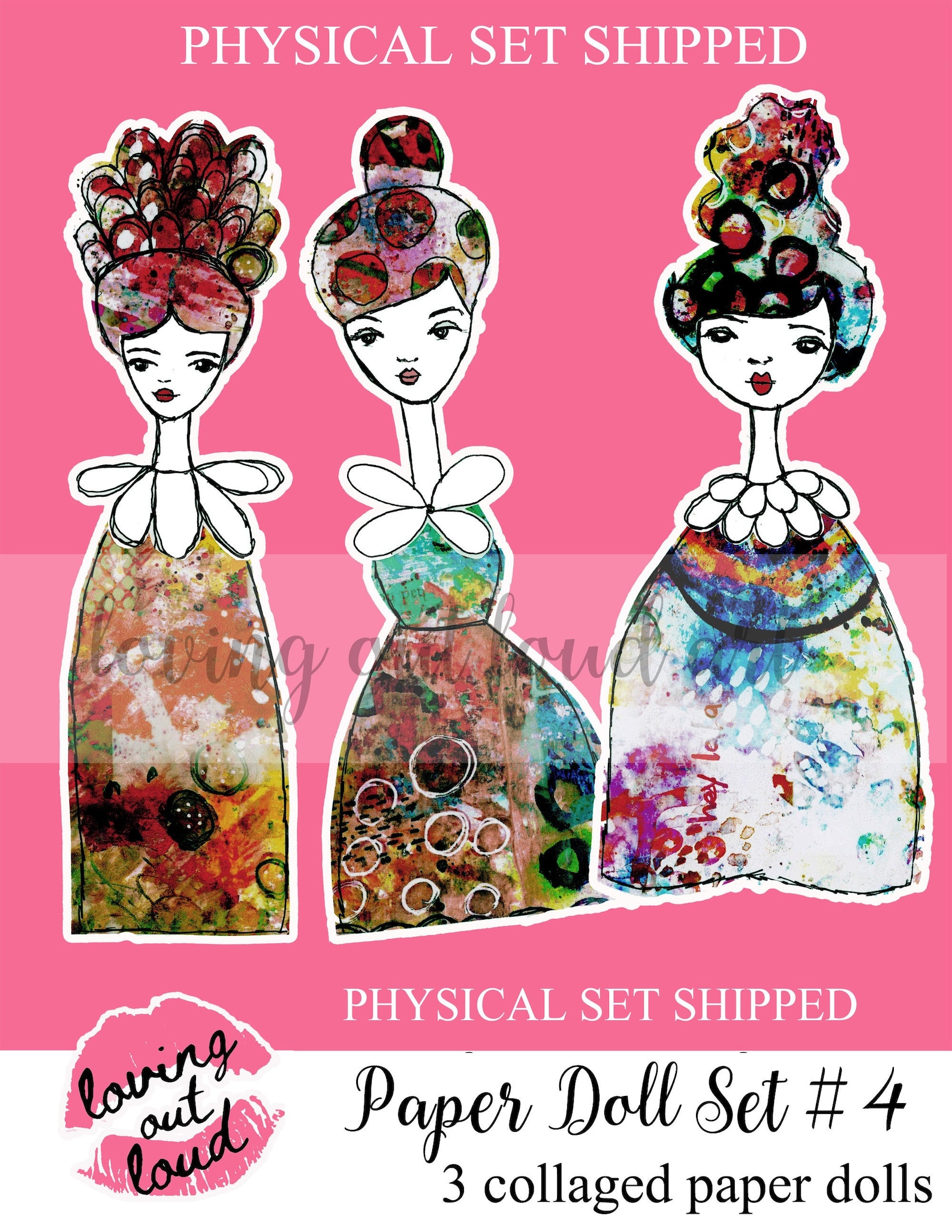 Collage Sheet Art Dolls Mixed Media Paper Dolls Set 4 Art Etsy