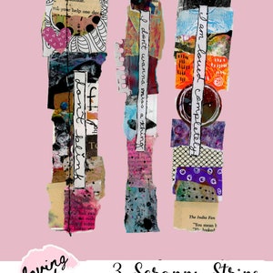 Collage Strips Mixed Media Collage Scrap Strips Art Journal Embellishment Paper Art Collage Fodder Digital Printable Print and Cut