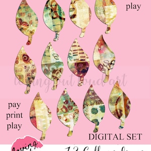 Collaged Paper Leaves Art Journaling Collage Fodder COPIA DIGITALE
