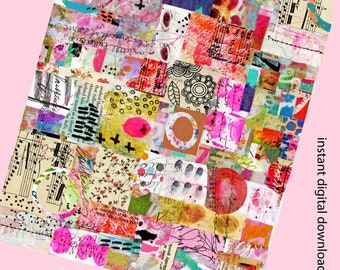 Digitale Mixed Media Collage Sheet #9 Mixed Media Collage Art Collage Sheet Collage Fodder Art Journaling Collage Papier Digitale Download