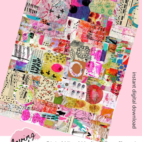 Digital Mixed Media Collage Sheet #9 Mixed Media Collage Art Collage Sheet Collage Fodder Art Journaling Collage Paper Digital Download