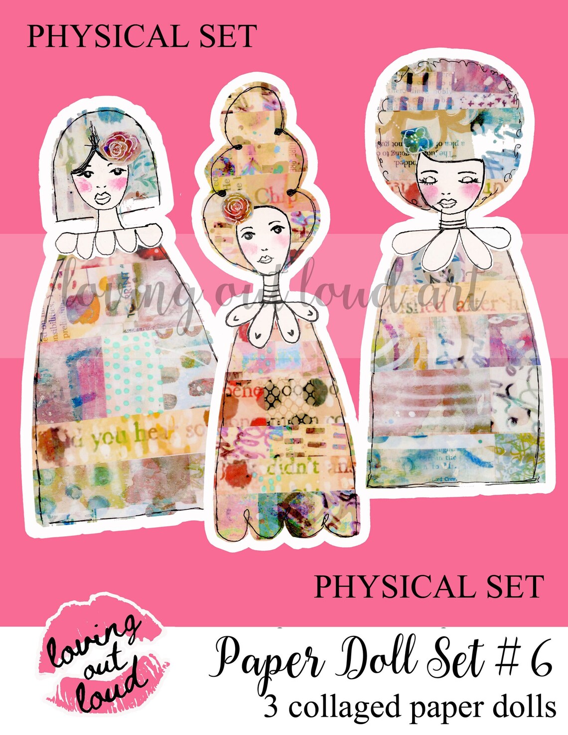 Collage Sheet Art Dolls Mixed Media Paper Dolls Set 6 Art Etsy