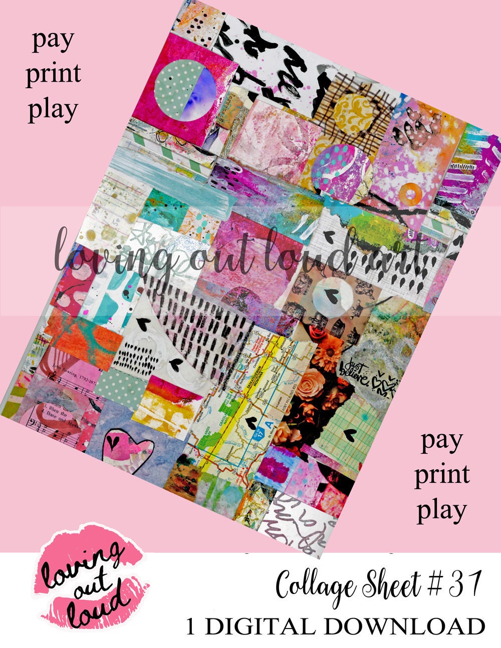 Collage Sheet Digital #31 Mixed Media Collage Art Collage Sheet Collage Fodder Art Journaling Collage Paper Digital Download