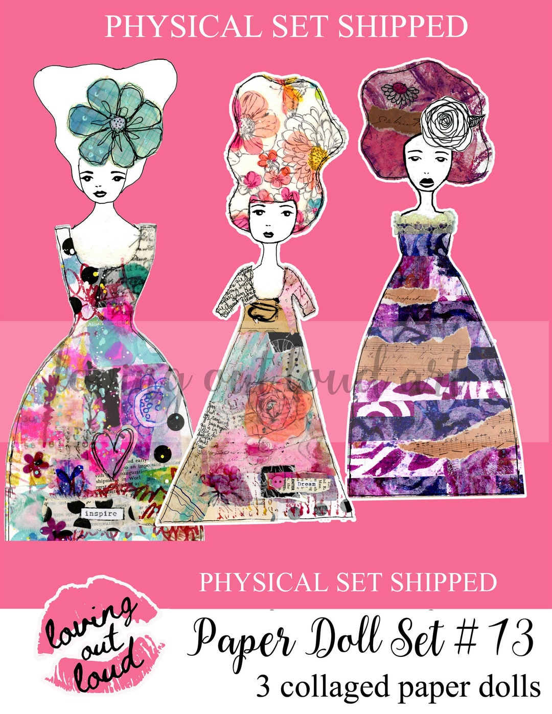 Collage Sheet Art Dolls Mixed Media Paper Dolls Set 13 Art Journal