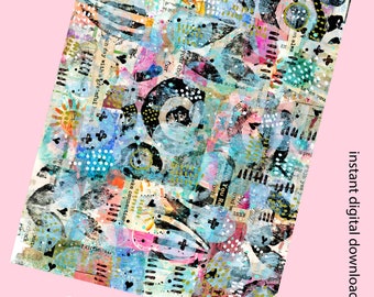 Digital Mixed Media Collage Sheet #11 Mixed Media Collage Art Collage Sheet Collage Fodder Art Journaling Collage Paper Digital Download