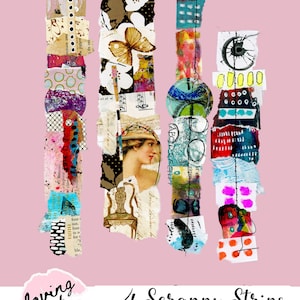 Collage Strips Mixed Media Collage Scrap Strips Art Journal Embellishment Paper Art Collage Fodder Digital Printable Print and Cut