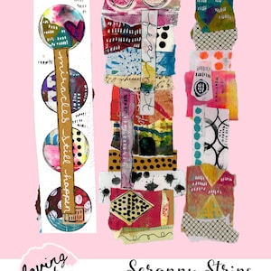 Collage Strips Mixed Media Collage Scrap Strips Art Journal Embellishment Paper Art Collage Fodder Digital Printable Print and Cut