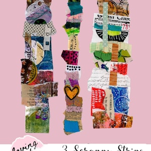 Collage Strisce Mixed Media Collage Scrap Strips Art Journal Embellishment Paper Art Collage Foraggio Digitale Stampabile e Taglio