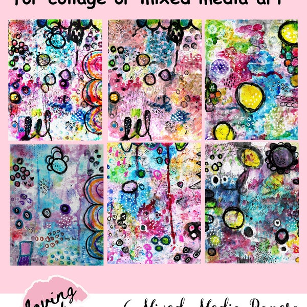 Collage Tear Sheet Mixed Media Original Artist Papers Collage Sheet MIxed Media Paper