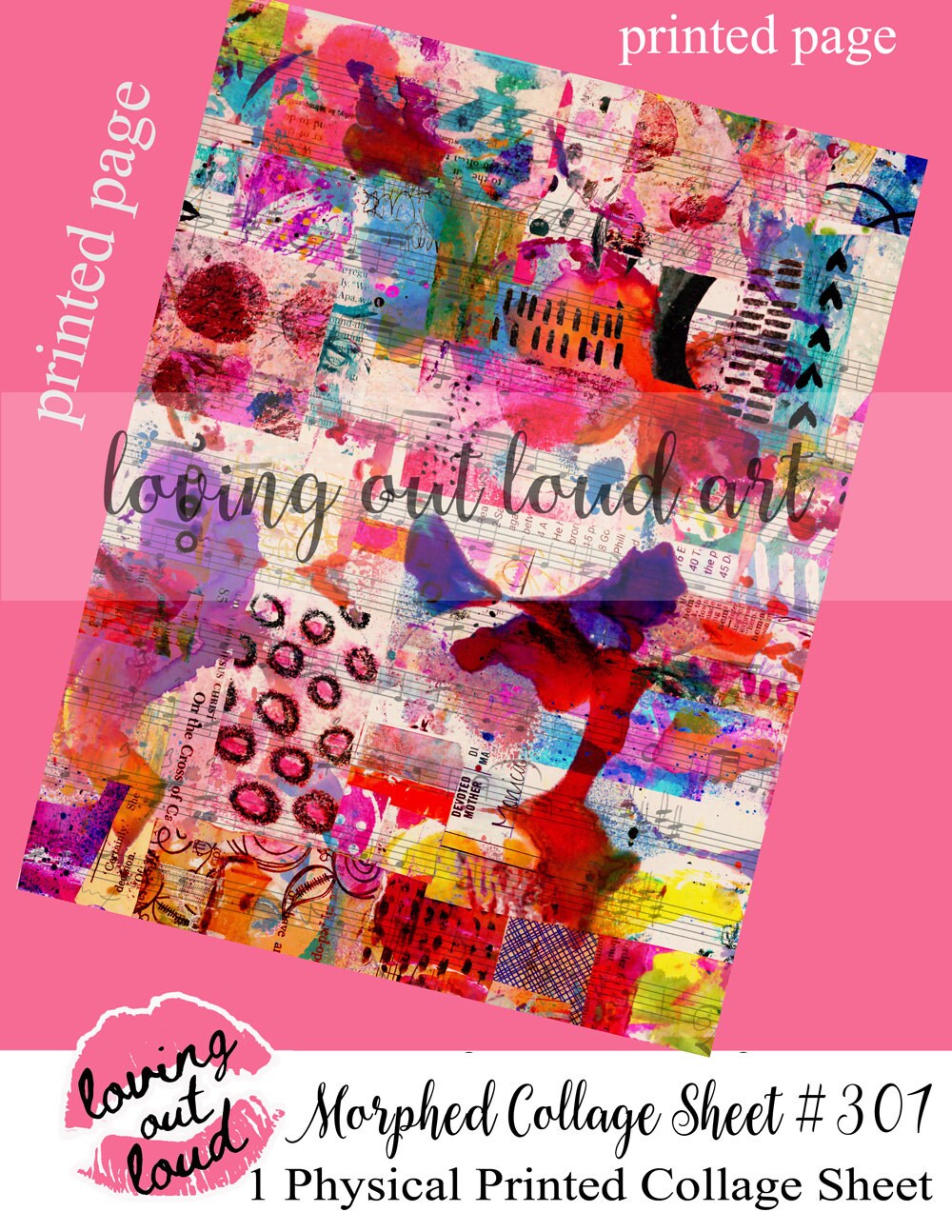 Mixed Media Collage Tear Sheet Collage Fodder #301  Art Journaling Paper ***PHYSICAL PRINTED COPY***