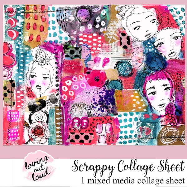 Collage Tear Sheet Mixed Media Collage Art Collage Sheet Collage Fodder Art Journaling Collage Paper Digital Download