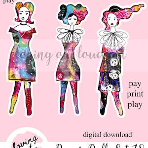 Paper Dolls Collage Sheet Art Dolls Set #18 Mixed Media Paper Dolls Art Journal Fodder Collage Fodder Girls Junk Journal Dolls