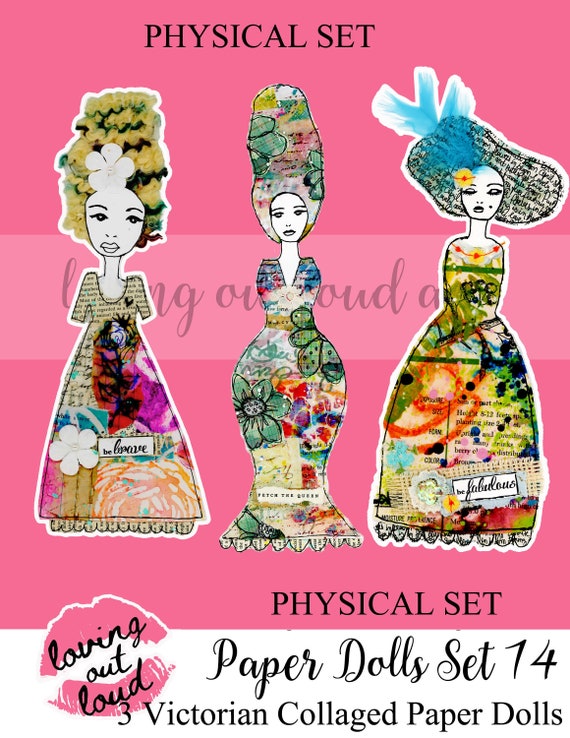 Victorian Paper Dolls: Mixed Media Collage Sheet Set #14 (Physical Print)