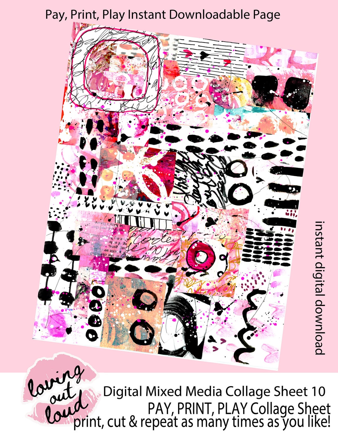 Digital Mixed Media Collage Sheet 10 Mixed Media Collage Art Collage