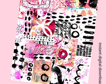 Digital Mixed Media Collage Sheet #10 Mixed Media Collage Art Collage Sheet Collage Fodder Art Journaling Collage Paper Digital Download