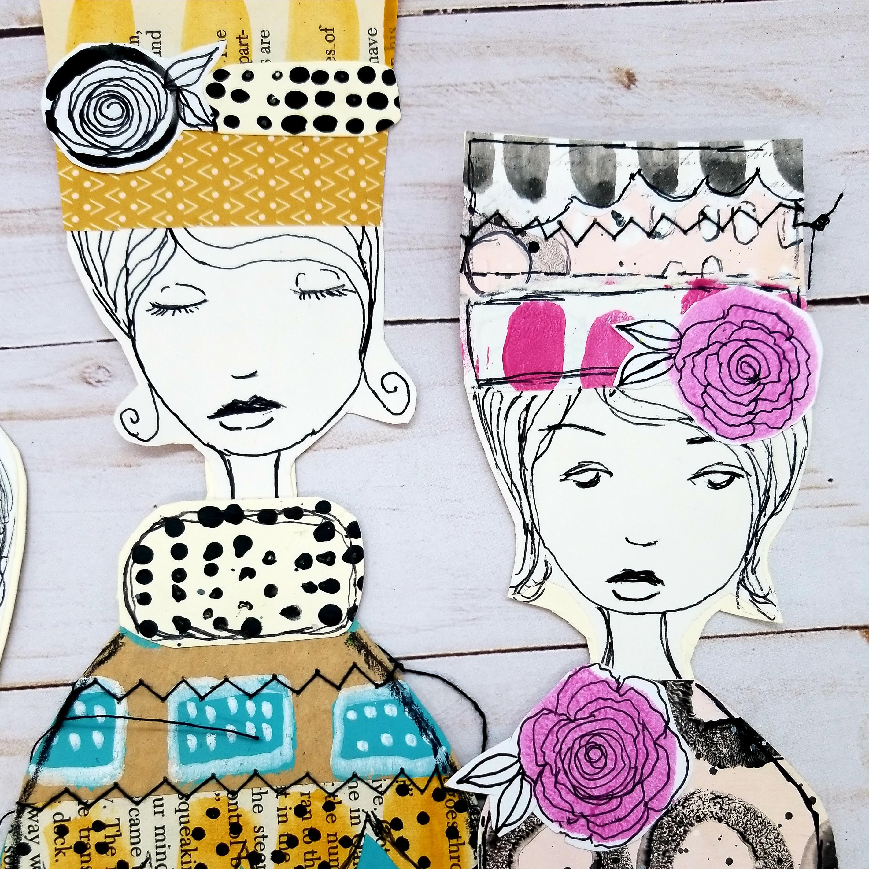 Collage Sheet Art Dolls Mixed Media Paper Dolls Art Journal Etsy