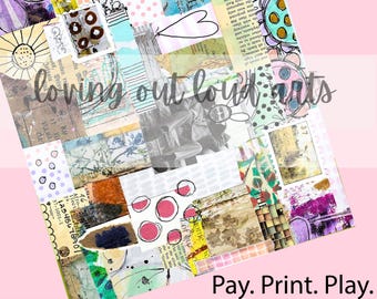 Mixed Media Collage Sheet #26-3 Art Journaling (Digital Download)