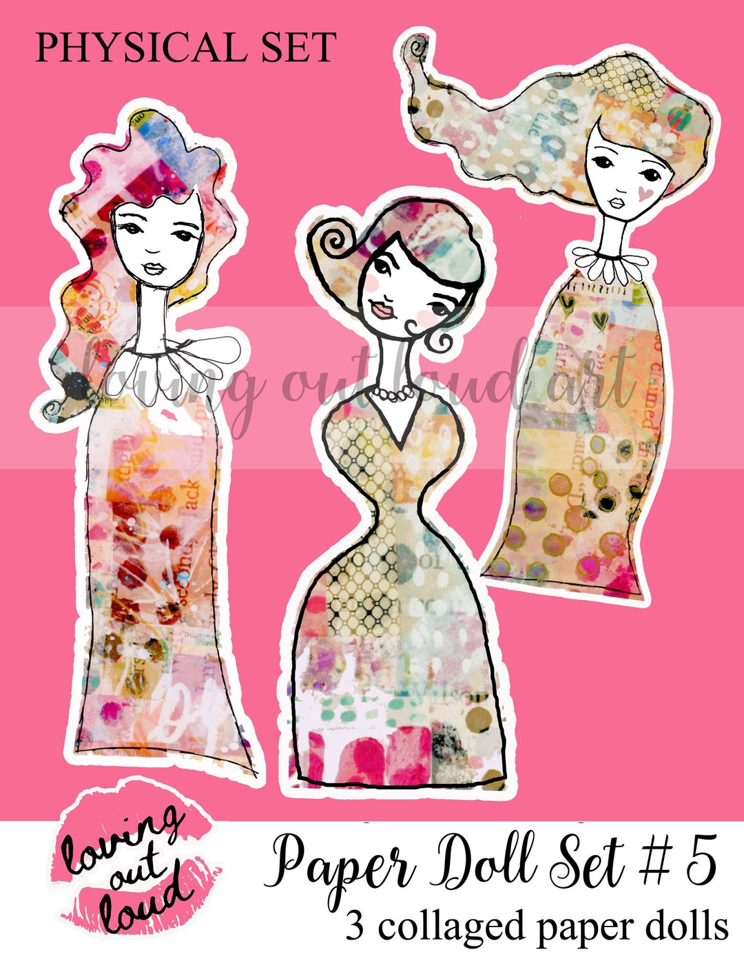 Collage Sheet Art Dolls Mixed Media Paper Dolls Set 5 Art Journal