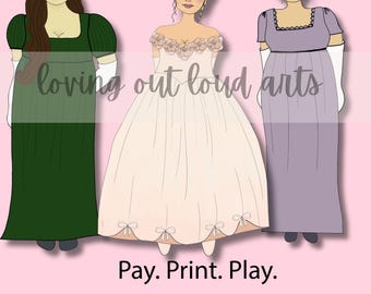 Regency Lady Paper Dolls Art Journaling  (Digital Download) Set 2