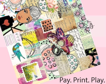 Mixed Media Collage Sheet #26-4 Art Journaling (Digital Download)