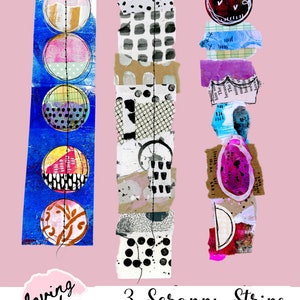 Collage Strips Mixed Media Collage Scrap Strips Art Journal Embellishment Paper Art Collage Fodder Digital Printable Print and Cut