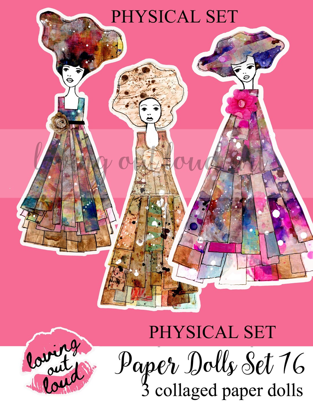 Collage Sheet Art Dolls Mixed Media Paper Dolls Set 16 Art Journal