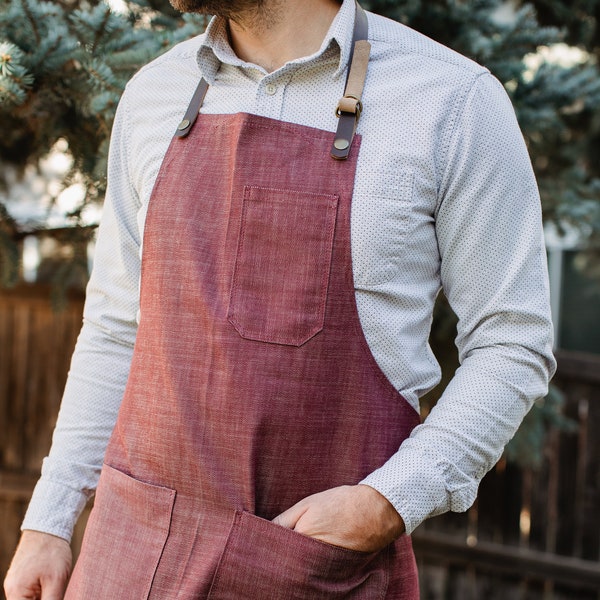 Selvedge Denim and Leather Chef Kitchen Apron