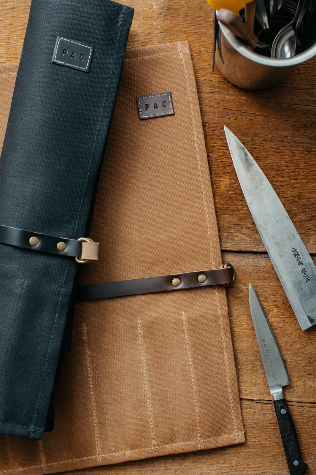 Waxed Canvas Basic Chef Knife Roll by Chef Sac