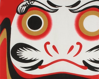 Japanese Daruma Tenugui: Cotton Lucky Charm Wall Art