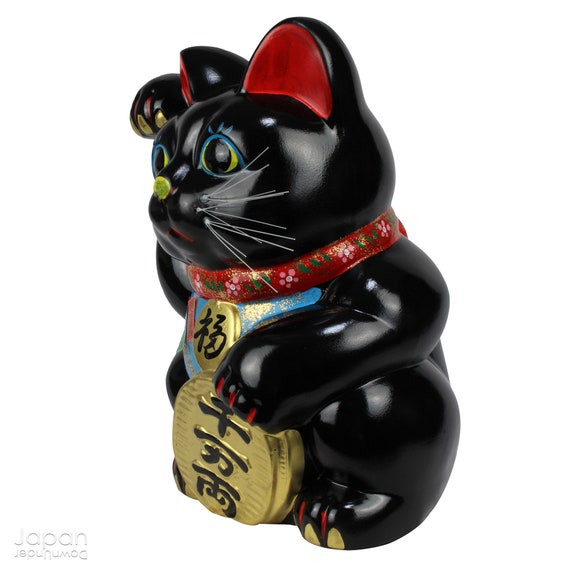 Merrythought Cheeky Lucky Kitten ブラック 12 Inch Japanese Black Maneki Neko Beckoning Cat With Lucky
