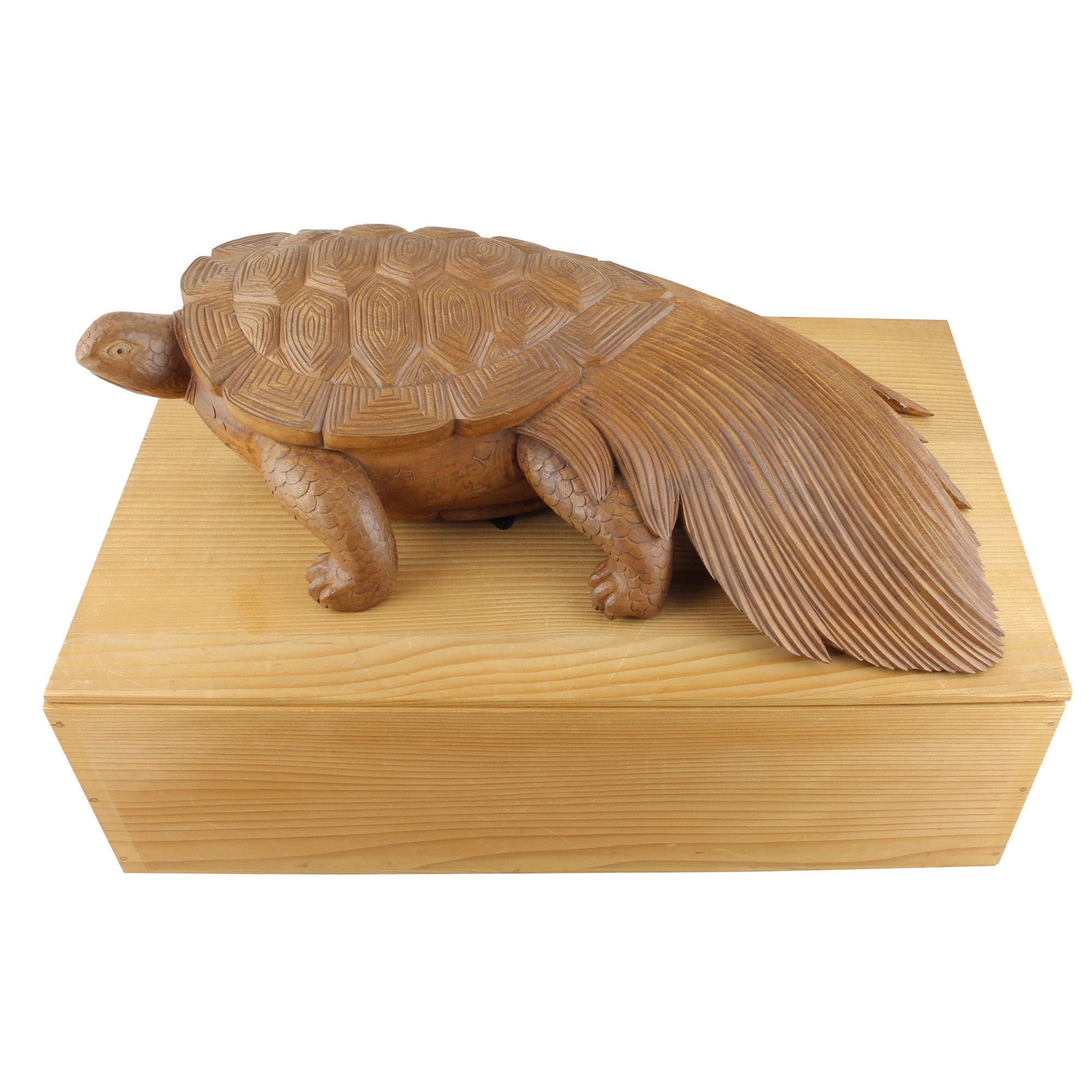 Japanese Wood Carving Turtle Ornament Turtle Figurine Etsy UK