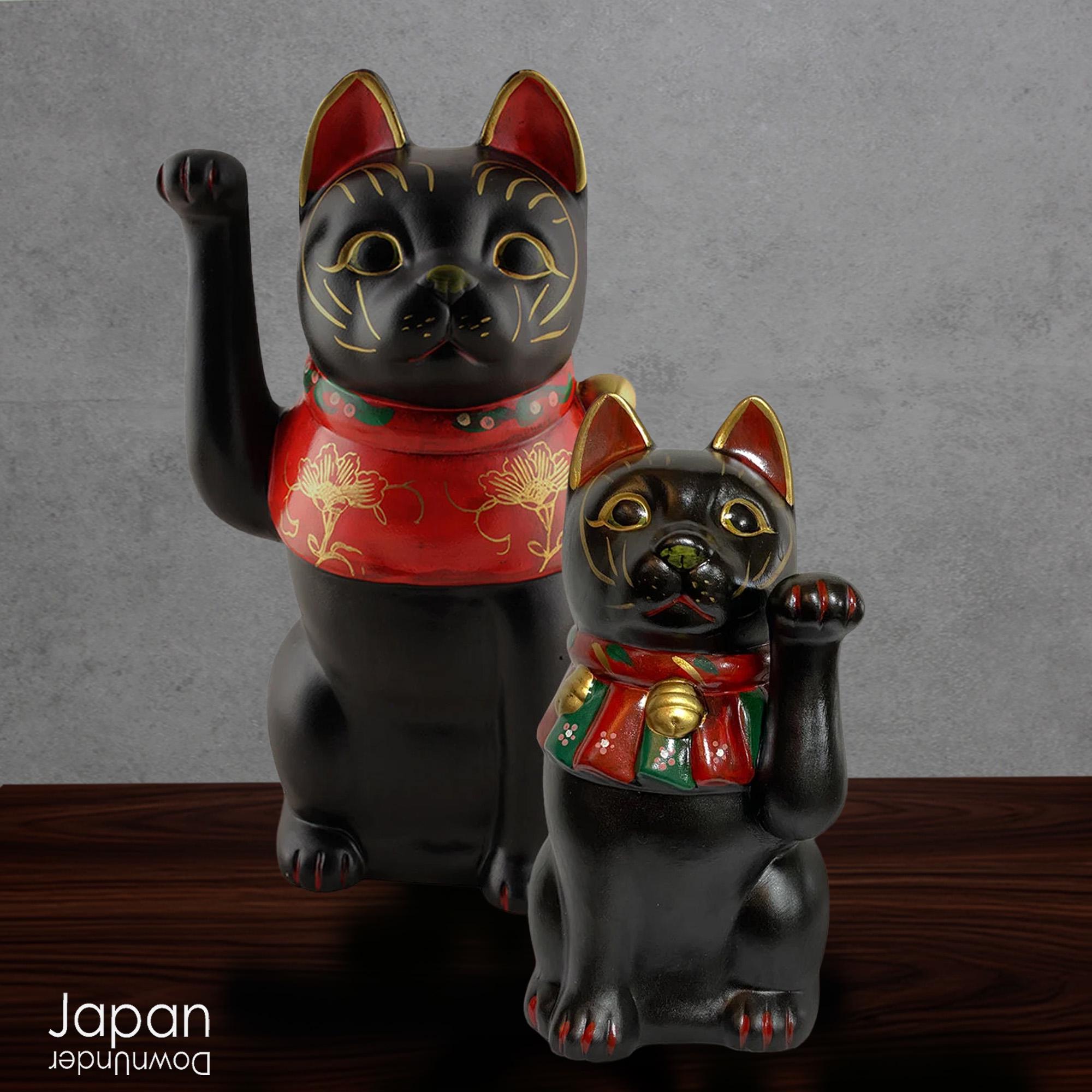 ヴィンテージ　招き猫難あり　黒猫招き猫 ヴィンテージ黒招き猫：右前足の幸運の猫、瀬戸ウェア - Etsy 日本