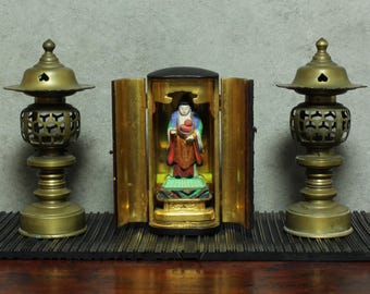 Antique Japanese Zushi Shrine: Kishimojin Goddess, Child