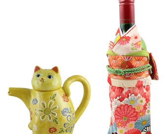 ヴィンテージ九谷招き猫急須：黄萬古型招き猫 - Etsy 日本