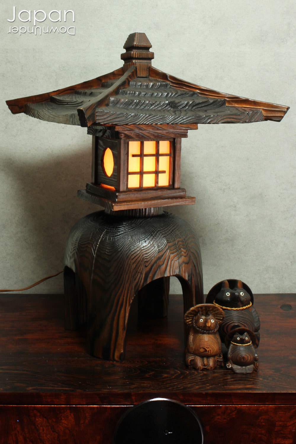 Japanese Antique Tanuki Collection, Three Cypress Wood
