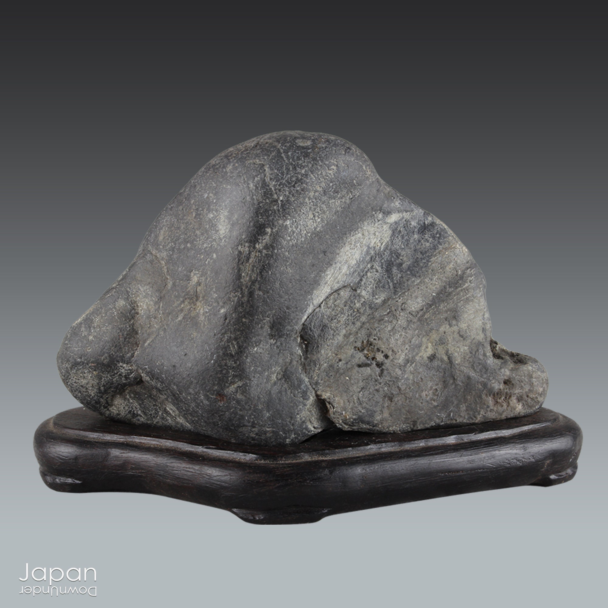 Japanese Miniature Suiseki Viewing Stone on Handcrafted Wood Stand