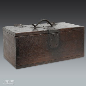 antique japanese box for hanko seals - rustic wood japanese chest